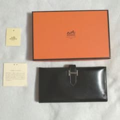HERMES ベアンスフレ 長財布 ブラック レザー 箱付き DL02 - メルカリ