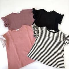 ペアマノン フリル袖 ワッフル Tシャツ 110 4枚セットのサムネイル