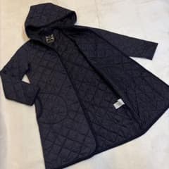 LAVENHAM 英国製 フード付き ロングキルティングコート 36 黒 軽量 LAVENHAM ラベンハム 36 フード付 ロングキルティングコート ネイビー