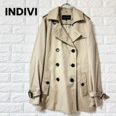 【美品】インディヴィ リモンタ スプリングコート ベルト 比翼 36 美品】インディヴィ リモンタ スプリングコート ベルト 比翼 36
