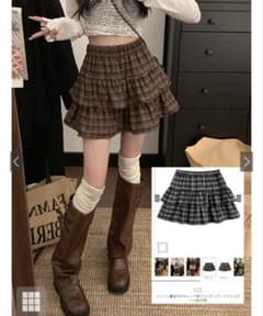 タグ付き 【GRL】 インパン裏地付きチェック柄フリルティアードミニスカート