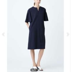美品 ADORE 38 濃紺 ネイビー スーパードライジョーゼットワンピース