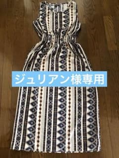 ストライプ幾何学模様ノースリーブワンピースのサムネイル