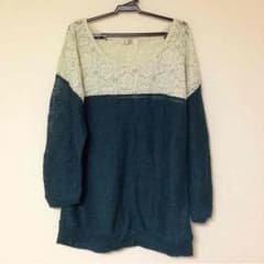 レースとグリーンのニットのサムネイル