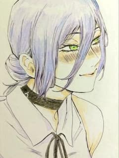 チェンソーマン レゼ ファンアート アナログ 色紙　手描きイラストのサムネイル