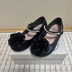 値下げ中！　キッズ　19cm ブラック フラワーフォーマルシューズ　anyfamのサムネイル