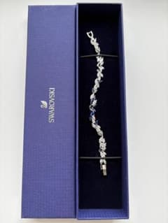 SWAROVSKI ブレスレット リーフモチーフ クリスタル ブルー 美品 