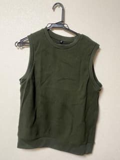 UNIQLO ワッフル ノースリーブ ベスト カーキ 150