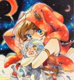 『 うさ耳赤ずきんと弱虫おおかみ』オリジナル 手描きイラストのサムネイル