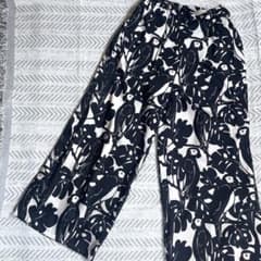 Dharma Collection Wide Easy Pants, Monotone Parrot Print, Size S