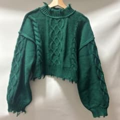 INGNI ダメージ ニット ショート丈 緑 Mサイズのサムネイル