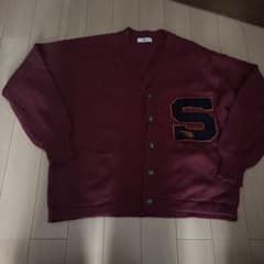 WEGO ワッペン付き カーディガン ボルドー M