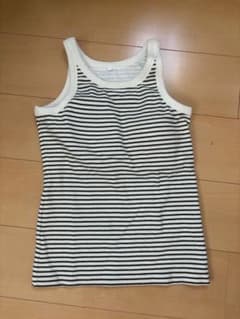 白黒ストライプ タンクトップ Lサイズブラつき - メルカリ