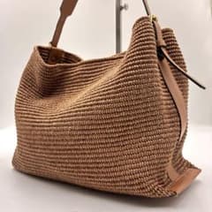 【Azusa】LORISTELLA　レザーハンドルストローバッグ かご Azusa様専用】LORISTELLA レザーハンドルストローバッグ かご - メルカリ