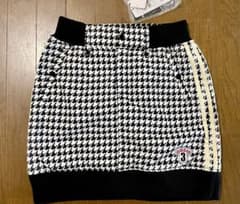 新品　アディダス 秋冬 中綿スカート M スリーストライプス ゴルフ 千鳥柄