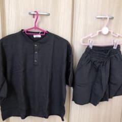ブラック 半袖シャツ ハーフパンツ セット 140のサムネイル