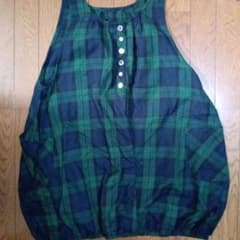 エプロン グリーン チェック バルーン型 保育士のサムネイル