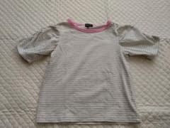 green label relaxing ボーダーギャザースリーブTシャツのサムネイル