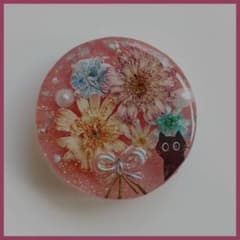 No.2648ハンドメイド　ヘアゴム　レジン　ドライフラワー 黒猫ちゃん No.2648ハンドメイド ヘアゴム レジン ドライフラワー 黒猫ちゃん