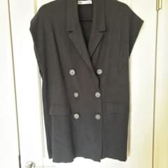 ZARA ダブルノースリーブベスト ブラック Mサイズのサムネイル