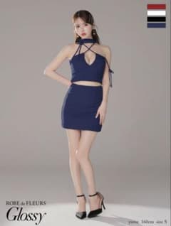ROBE de FLEURS Glossy ミニドレス　ネイビーのサムネイル