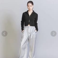 【美品】コットンブレンド リブ ジップ カーディガン -ウォッシャブル-のサムネイル