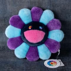 【未使用】村上隆 お花クッション ブルーパープル×ネイビー 30cm タグ付きのサムネイル