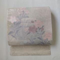 【夏袋帯】淡彩ぼかし×四季草花◇流水に浮かぶ桔梗・菖蒲 Obi/Vintage 夏袋帯】ふんわり桔梗咲く◇上品パステル∣銀彩流水 Obi/Vintage