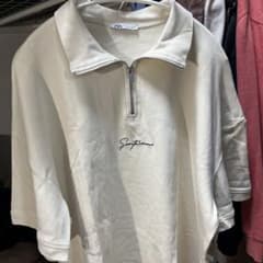 マ*ア様 ZARA ハーフジップ 半袖シャツ ホワイトのサムネイル