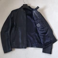 黒 レザージャケット カルバンクライン ラムレザー 短丈 36 シングル ジャケット・アウター