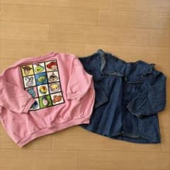 長袖　トップス　90㎝ 2枚セット　ピクサートレーナー　デニムブラウス
