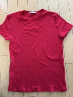 ZARA リブ クルーネック Tシャツ レッドのサムネイル