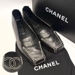 1752 美品✨シャネル ココマーク ステッチ バレリーナフラットシューズ
