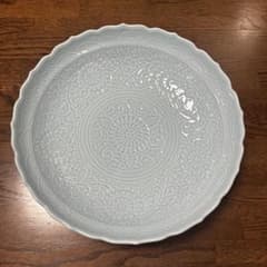 【新品】有田焼　花模様の青い大皿のサムネイル
