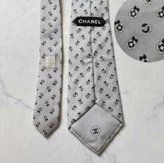 美品/イタリア製 CHANEL シャネル ネクタイ シルク カメリア ココ