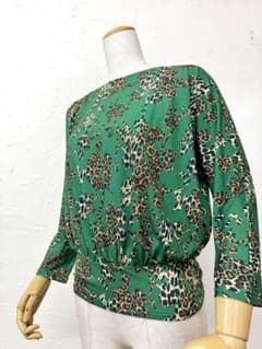 【S-Mサイズ】新品JOAN社交ダンス 緑色ヒョウ柄ドルマン袖トップスs047 S-Mサイズ】新品JOAN社交ダンス 緑色ヒョウ柄ドルマン袖トップスs047