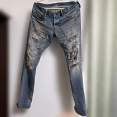 ヒステリックグラマー CPR加工デニムパンツ リペア加工 セルビッチW34のサムネイル