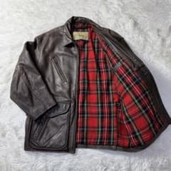 超希少 90s シェビニオン ハーフベルト レザージャケット M 本革 タータン 超希少 90s シェビニオン ハーフベルト レザージャケット M 本革