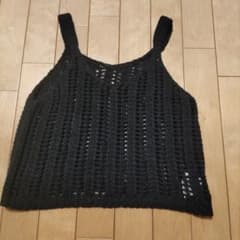 RETRO GIRL　ブラック　 透かし編み ニットビスチェ Fのサムネイル