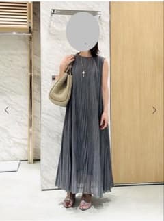 ANAYI シルクコットンローンプリーツワンピース グレー サイズ38