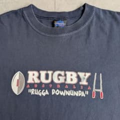 希少 90s オーストラリア ラグビー ヴィンテージ Tシャツ 紺 古着