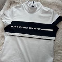 美品♡ジュンアンドロペ♡モックネック♡長袖♡M ゴルフスポーツ テニス ジュンアンドロペ ゴルフ モックネック 白 黒 後ファスナー レディース