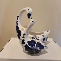 スペイン製 CERAMICA DE MANISES 白鳥 陶器 花瓶 小物入れのサムネイル