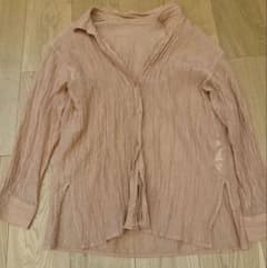 ピンク シワ加工 ボタンアップシャツ Lサイズのサムネイル