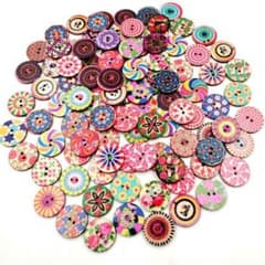 木製ボタン カラフル 詰め合わせ 手芸 ハンドメイド30枚20mmのサムネイル