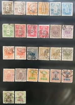 日本切手 田沢切手 使用済 26枚 大正/昭和透かし 白紙/毛紙 旧/新大正