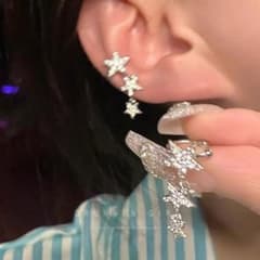 신품 스타 모티브 비쥬 이어 커프 실버 귀 구멍 불필요 작은 액세서리 2점