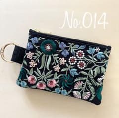No.014 インド刺繍リボン フェイクレザーミニポーチのサムネイル