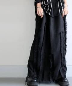 アンティカフリンジ付き黒ロングタイトスカートのサムネイル