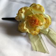 黄色のお花＆リボン★ヘアクリップのサムネイル